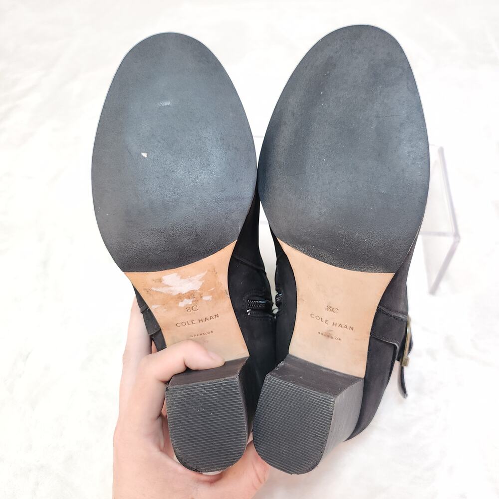 Cole Haan Black Nubuck 8C Wide Ankle Boots Whimsigoth Witchy Quiet Luxury Boho - Picture 12 of 12